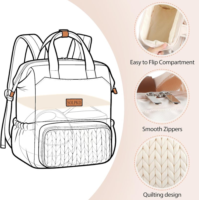 SOLPKD Store Breast Pump Bag Fit for Spectra S1 and S2, Pumping Bag with Waterproof Mat for Pump Accessories, Portable Pump Carrying Case for Work, Pump BackpackTravel and Family Use, Newborn Essentials Beige - Image 2